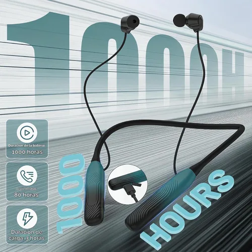 Vista 3 de Auriculares Bluetooth con banda para el cuello, auricular Bluetooth con 2-Verdoso