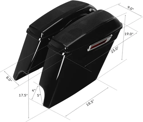 Vista 9 de TCT-MOTORPARTS Alforjas rígidas extendidas de 5 pulgadas x 7 pulgadas para bocinas Harley 2014-2024 Touring Road King, Road Glide, Street Glide