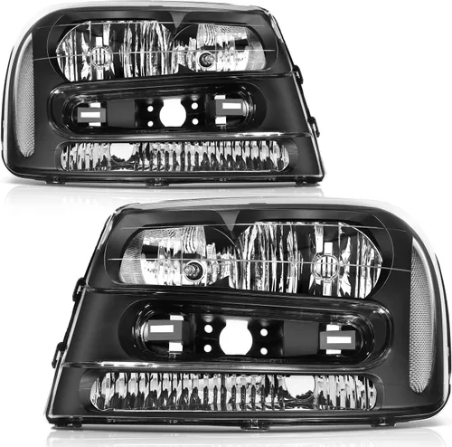 Vista 20 de Conjunto de faros delanteros para Chevy Avalanche 1500 2003-2006 para Avalanche 2500 03-06 para 1500 Classic 2007 carcasa negra reflector ámbar