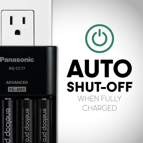 Vista 8 de Cargador de batería avanzado individual Panasonic Eneloop con 4 luces led que indican la carga BQ-CC17 Negro