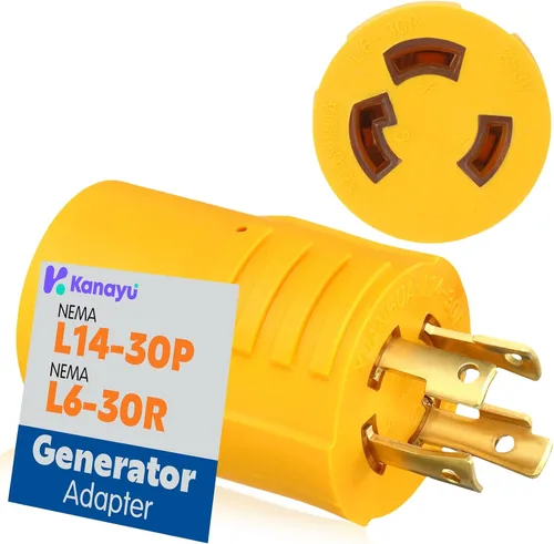 Vista 13 de Kanayu Adaptador para Generador y Soldador Compatible con NEMA L14-30P a L6-30R, Enchufe Macho de 4 Clavijas de 30A a Receptáculo Hembra de Bloqueo