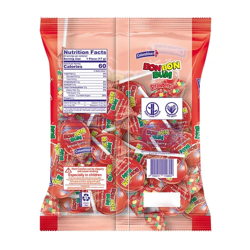 Vista 8 de Colombina Bon Bon Bum - Paletas de fresa, caramelos duros de frutas, paletas de fresa dulces envueltas individualmente, 24