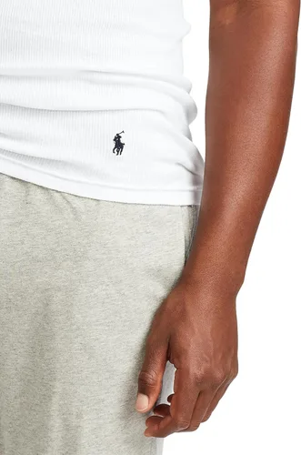 Vista 4 de POLO RALPH LAUREN Tanques de algodón de ajuste clásico para hombre, paquete de 3, Blanco