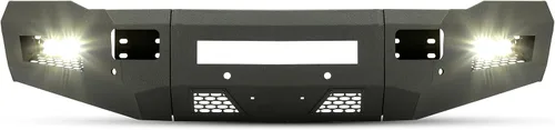 Vista 2 de HECASA Parachoques delantero compatible con Dodge Ram 2500 2010-2018 3500 W/18 W, luces LED, diseño de malla, mantiene los ganchos de remolque