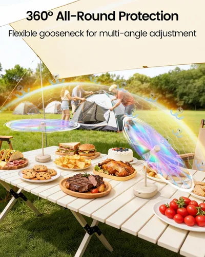 Vista 4 de Edvision Paquete de 4 ventiladores de mesa para comida, ventilador de comida recargable USB de 2000mAh, ventilador portátil con cuello de ganso