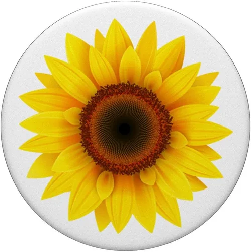Vista 3 de Girasol Decoración Girasol Amarillo Sol Flor Fondo Blanco PopSockets PopSockets Swappable PopGrip
