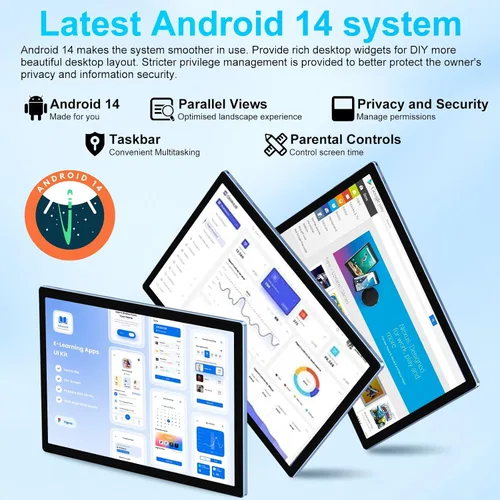 Vista 5 de Tableta 2025 de 10 pulgadas con 22GB de RAM, 128GB de ROM, expansión de 1TB, Tableta Android 14 Octa-Core con teclado y ratón, batería de 8000mAh