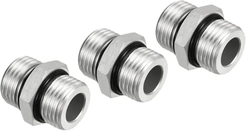 Vista 6 de PATIKIL G1/2 x G1/2 accesorios de adaptador de tubería de rosca macho, accesorio de tubería hexagonal para tanques de agua, tono plateado