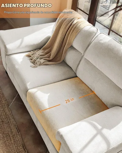 Vista 4 de Upvilla Sofás modernos de 88.97 pulgadas para sala de estar, sofá de asiento profundo con cojín de 8 pulgadas, cómodo sofá biplaza de felpilla de 2