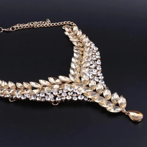 Vista 4 de Conjunto de collar y aretes de cristal con diamantes de imitación para mujer, para boda, novia, dama de honor
