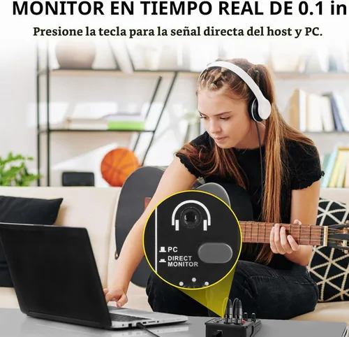 Vista 4 de XTUGA Interfaz de audio USB para PC, interfaz para grabación de música, interfaz de audio XLR con conector de micrófono de 11.6 ft, tarjeta