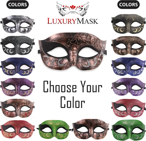 Vista 5 de Máscara de mascarada para hombre, máscara de aspecto antiguo para Halloween, fiesta veneciana, fiesta de máscaras y baile de máscaras