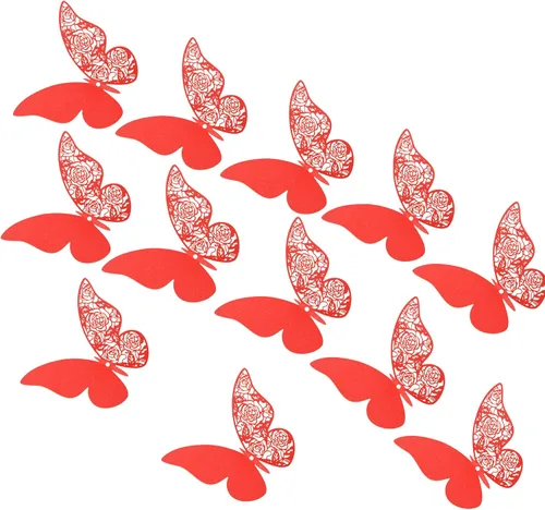 Vista 10 de 12 calcomanías de pared de mariposa 3D, decoración de pared de bricolaje, mariposas de papel extraíbles, decoración de dormitorio de niños y boda