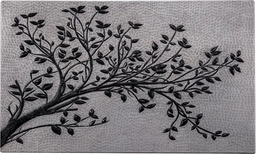 Vista 6 de Azulejos de salpicadura de cocina de cobre hechos a mano, ramas de árbol con hojas para salpicadura de cocina, panel decorativo de salpicadura