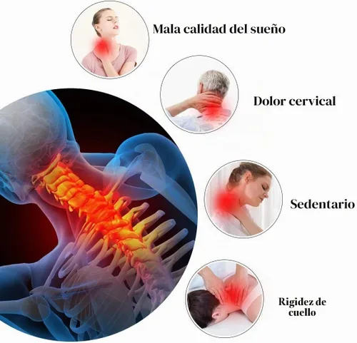Vista 4 de Almohada de masaje cervical para columna vertebral, relajante de cuello y hombros, almohada de masaje de cuello, alineación de columna cervical
