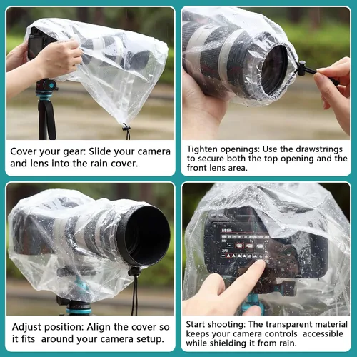 Vista 3 de Sabary 10 piezas de cubierta transparente de lluvia para cámara DSLR lente