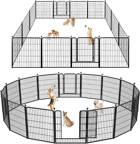 Vista 21 de Corralito para perros, 40 pulgadas, 8 paneles, valla para perros al aire libre, resistente, corral para perros grandes, medianos y pequeños, corral