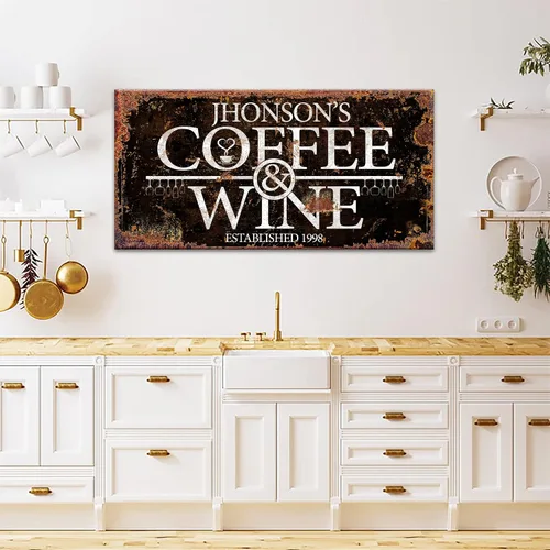 Vista 10 de Tailored Canvases Letrero Personalizado para Barra de Café - Arte de Pared en Lienzo Pequeño y Grande Decoración Señalización para Hogar, Cocina