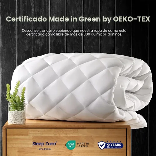 Vista 3 de SLEEP ZONE Protector de colchón Twin, Protector de colchón acolchado ajustable, Funda de colchón de bolsillo profundo que se estira hasta 21