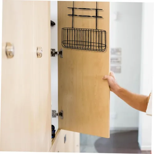 Vista 8 de Housoutil Soporte para secador de pelo, soporte para soplador de pelo de metal, organizador de despensa para colgar sobre la puerta, soporte
