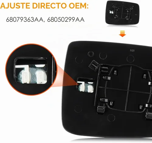 Vista 3 de Espejo lateral izquierdo de repuesto para Dodge Ram 1500 2500 2009-2010, para Ram 1500 2500 2011-2018, lentes de espejo calefactables de repuesto