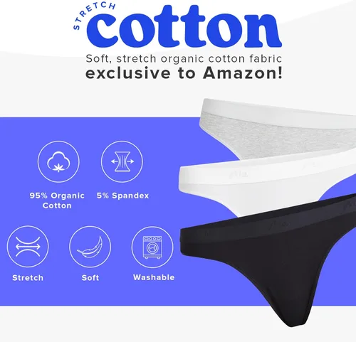 Vista 3 de MeUndies Tanga de algodón elástico para mujer - Bragas cómodas - Tela exclusiva de Tienda
