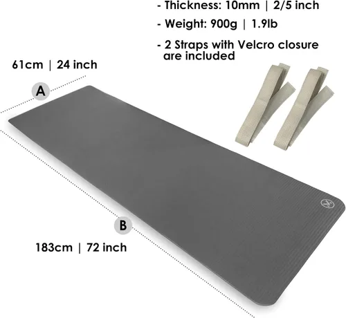 Vista 7 de YAMAZEN Alfombrilla de entrenamiento de yoga de 72 x 24 pulgadas de grosor extra para ejercicio de gimnasio en casa Alfombrilla multiusos