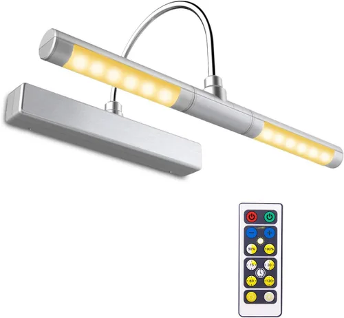 Vista 10 de BIGLIGHT - Luz LED inalámbrica a pilas para cuadros, con control remoto, cabezales de luz giratorios con 3 modos de iluminación; lámpara