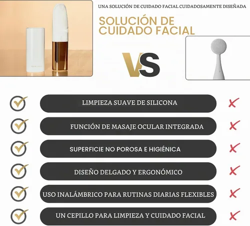 Vista 8 de DARCASE CRISTÁL - Un cepillo de limpieza facial de lujo. Doble función: limpieza profunda con cerdas de silicona y masaje ocular térmico