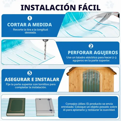 Vista 7 de Solapas de repuesto para puerta de perro de 9.8 pulgadas x 4.9 pies, tiras de vinilo transparente para caseta de perro casera o puerta de gato