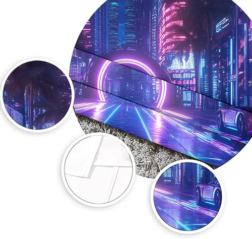 Vista 5 de Synthwave - Cortinas opacas para ventanas de cocina, cortinas de neón Cyberpunk City para decoración de dormitorio, sala de estar, cortinas retro