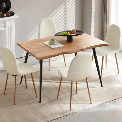 Vista 12 de Howtek Juego de mesa de comedor de 5 piezas, mesa de comedor rectangular moderna con 4 sillas de comedor de terciopelo, juego de mesa de cocina que
