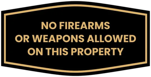 Vista 21 de Fancy No Firearms or Weapons On This Property Sign (Negro/Plata) - Mediano