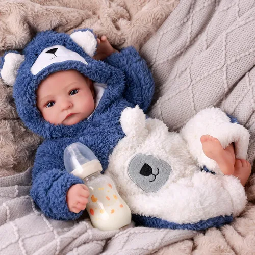 Vista 3 de BABESIDE Muñecas Reborn de bebé realistas Niño - Aiden 17 Pulgadas Muñeca de bebé realista hecha a mano de tela suave con cuerpo de silicona recién