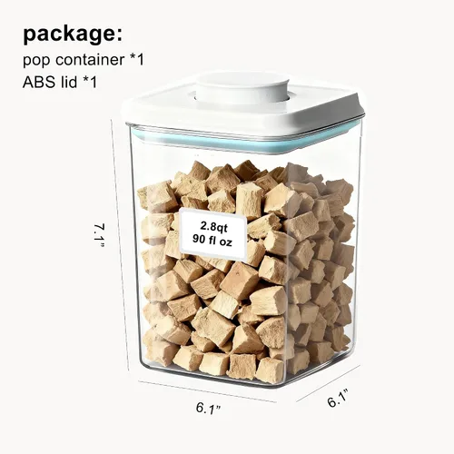 Vista 2 de Contenedor de alimentos para perros y gatos, contenedor de almacenamiento de alimentos con tapa pop de 2.8 cuartos para croquetas y golosinas 89.6