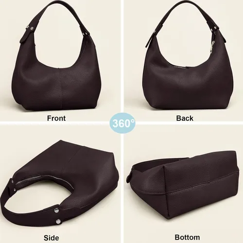 Vista 3 de NIUEIMEE ZHOU Bolsos Hobo para mujer, estilo retro, de cuero vegano, bolso de mano