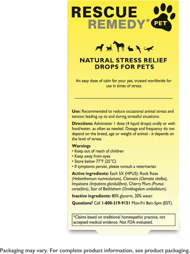 Vista 6 de Bach Rescue Remedy PET Dropper 0.7 fl oz, alivio natural del estrés, calmante para perros, gatos y otras mascotas, esencia floral homeopática