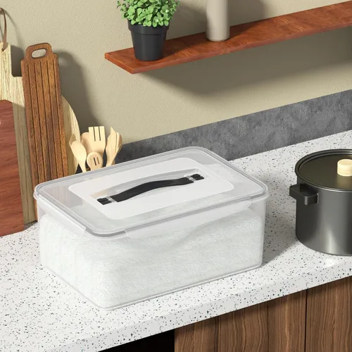 Vista 6 de Paquete de 4 recipientes herméticos de plástico transparente para almacenamiento de alimentos, caja de plástico de 15 cuartos de galón con tapa
