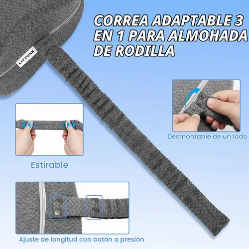 Vista 5 de LITTOAK - Almohada de rodilla para personas que duermen de lado y alivio del dolor de ciática Almohada de pierna para dormir de lado con correa
