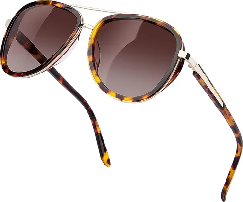 Vista 14 de BIRCEN Gafas de sol polarizadas para mujer con protección UV - Sombras retro espejadas con montura de acetato BC2001 A-Rosa