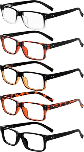 Vista 12 de Eyekepper Gafas de Lectura Vintage para Hombre - 3 Pares Negros y 2 Pares Azules - Gafas Clásicas con Bisagra de Resorte +0.00 3 negro 2 azul