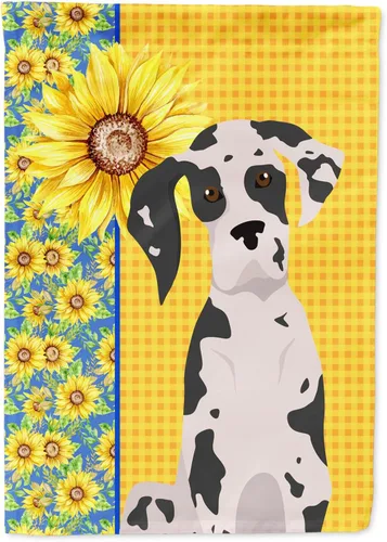 Vista 123 de Caroline's Treasures WDK5313GF Bandera de jardín con diseño de girasoles de verano, color negro y tostado, Airedale Terrier para buzón, bandera