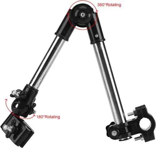 Vista 5 de Soporte de montaje para paraguas, de acero inoxidable ajustable de 360°, para silla de ruedas, para bicicleta, soporte de paraguas elástico negro