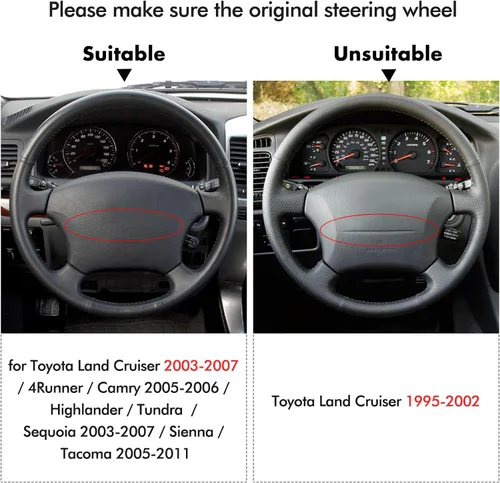 Vista 2 de MEWANT Funda para volante para Toyota Tacoma Tundra 4Runner Sienna Highlander Sequoia Land Cruiser Prado 120 Land Cruiser Hilux LS400 GX GX470
