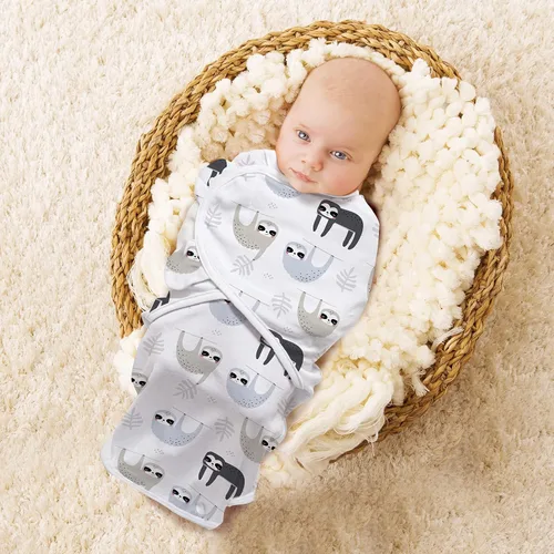Vista 6 de Little Tots Manta de envolver para bebé, niña y niño, fácil de cambiar, saco de dormir ajustable para bebés recién nacidos de 0 a 3 meses