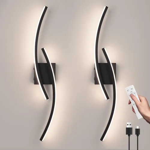Vista 13 de Lámpara de pared moderna cableada de 3000 ~ 6000 K, lámpara de pared LED plateada de 31.5 pulgadas, luces de pared de níquel cepillado