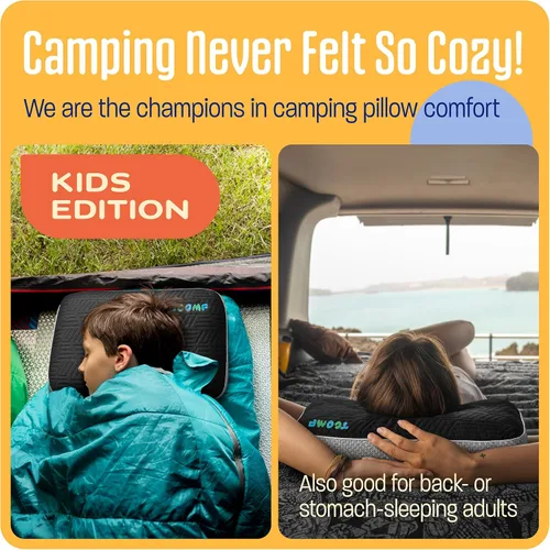 Vista 7 de Almohada de camping para niños, almohada de espuma de memoria de viaje, almohada pequeña, lavable a máquina