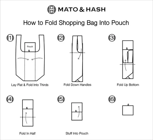 Vista 3 de Mato & Hash Bolsas de compras reutilizables Bolsa de compras plegable grande, bolsa de compras resistente