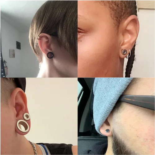 Vista 5 de Cisyozi 14G 12G 8G 6G 4G 2G 0G 00G Kit de estiramiento de calibre de oreja Acero quirúrgico Tamaño Mezcla Tornillo Túnel Calibres Tapones Pendientes