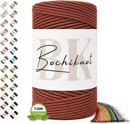 Vista 46 de BOCHIKNOT Cordón de macramé de 3 mm x 302 m - Cordón de macramé de hebra única para colgantes de pared, perchas de plantas - Cordón de macramé de 3